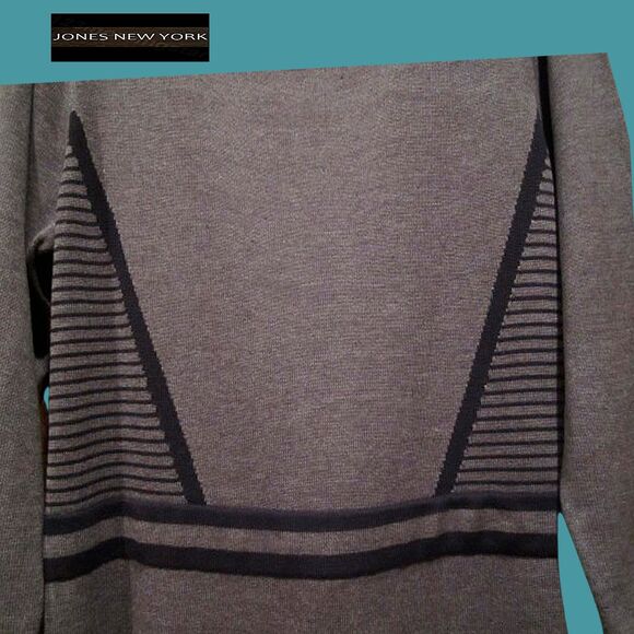 JONES NEW YORK NEW Minimalist Chic Geometric Stripe 3/4-Sleeve Sweater Dress - Picture 6 of 12